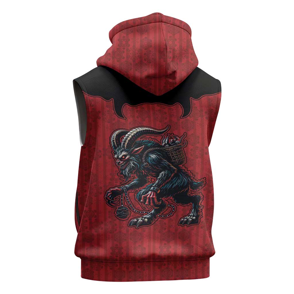 Western Yoke Sleeveless Hoodie Krampus Christmas Horror Style - Wonder Print Shop