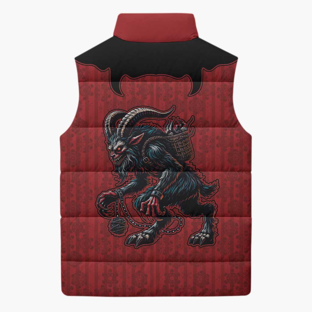Western Yoke Sleeveless Puffer Jacket Krampus Christmas Horror Style - Wonder Print Shop