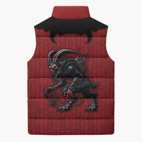 Western Yoke Sleeveless Puffer Jacket Krampus Christmas Horror Style - Wonder Print Shop