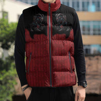 Western Yoke Sleeveless Puffer Jacket Krampus Christmas Horror Style - Wonder Print Shop