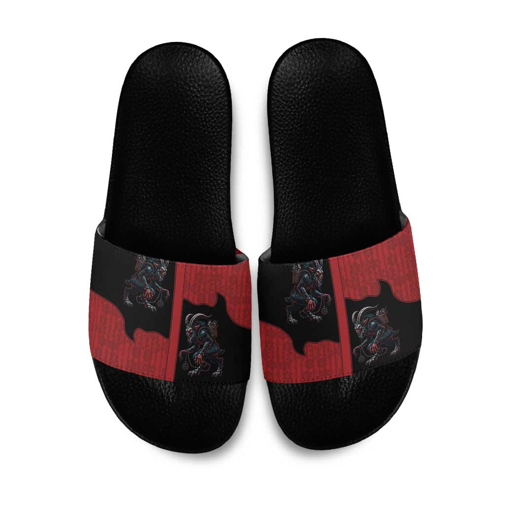 Western Yoke Slide Sandals Krampus Christmas Horror Style - Wonder Print Shop
