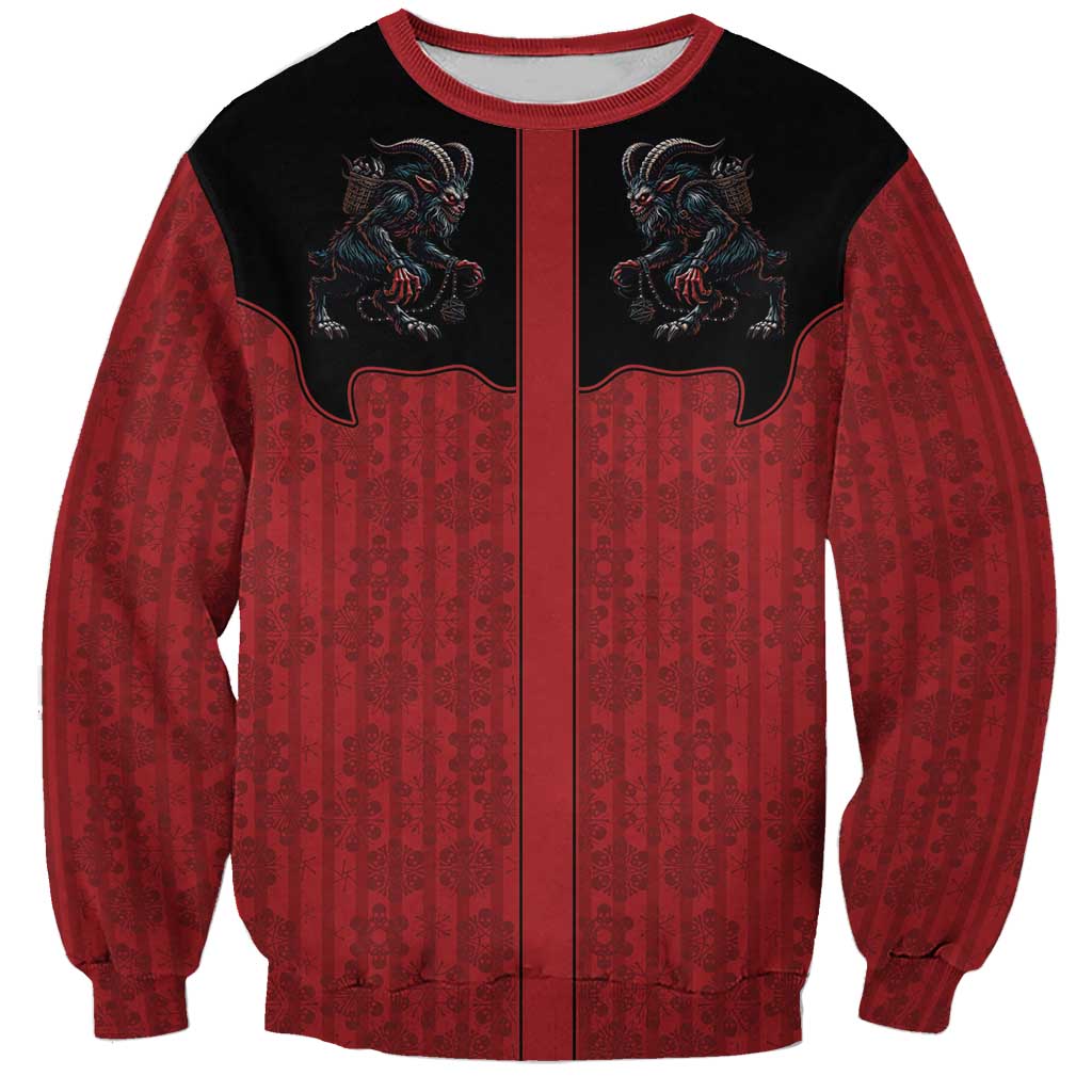 Western Yoke Sweatshirt Krampus Christmas Horror Style - Wonder Print Shop