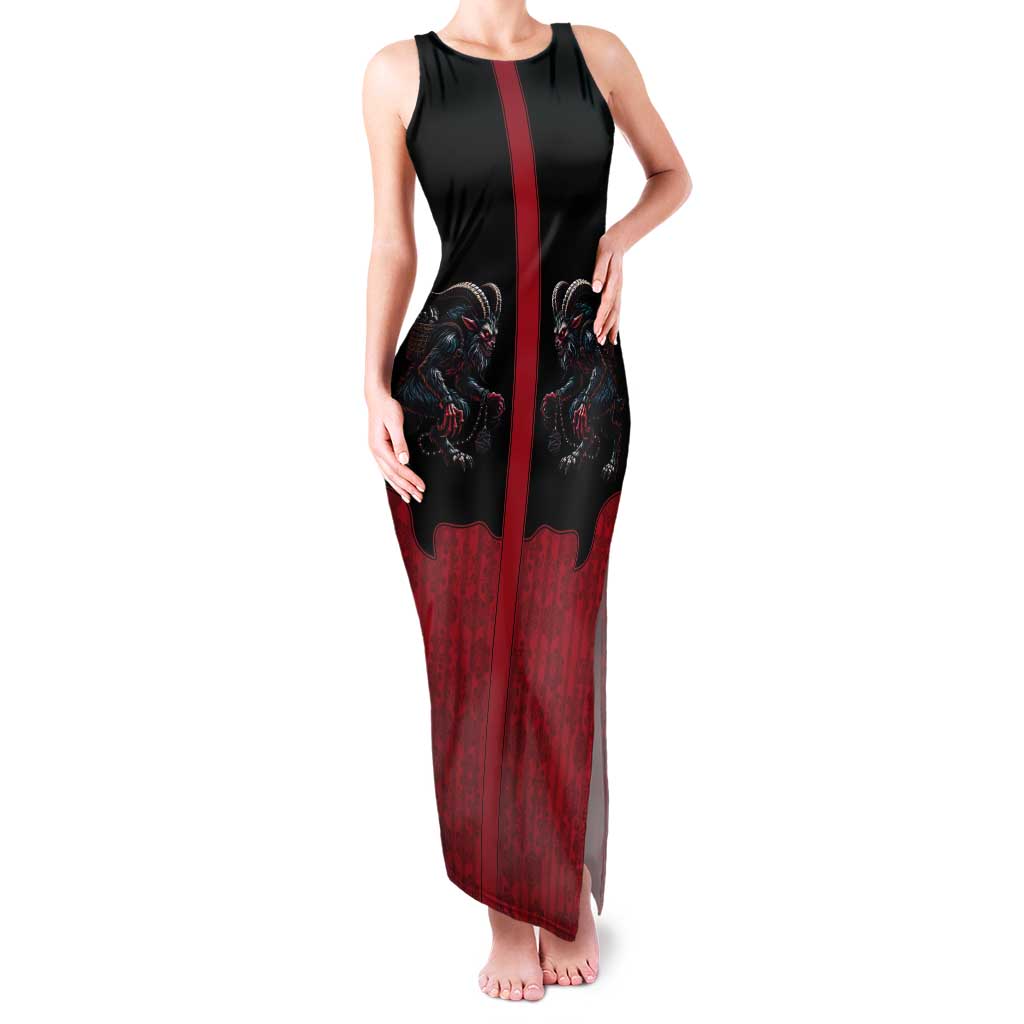 Western Yoke Tank Maxi Dress Krampus Christmas Horror Style - Wonder Print Shop