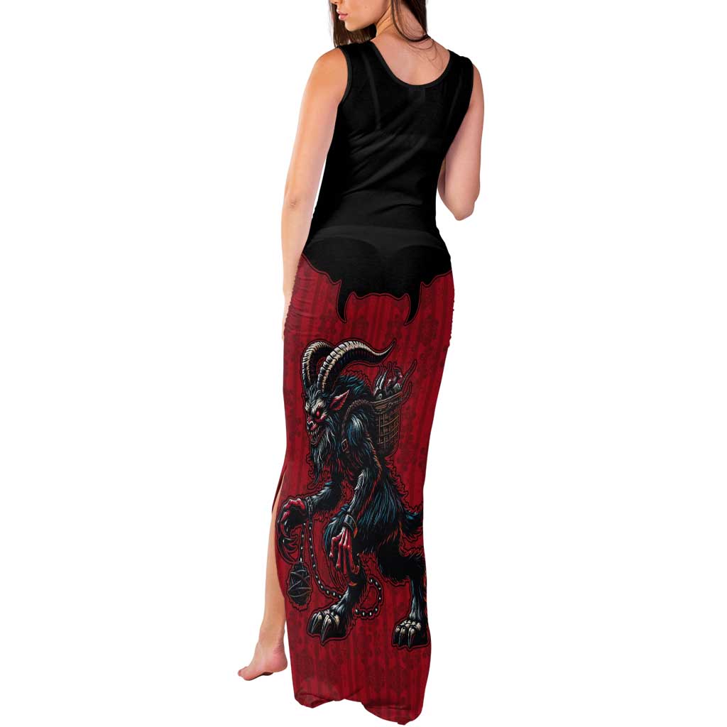 Western Yoke Tank Maxi Dress Krampus Christmas Horror Style - Wonder Print Shop