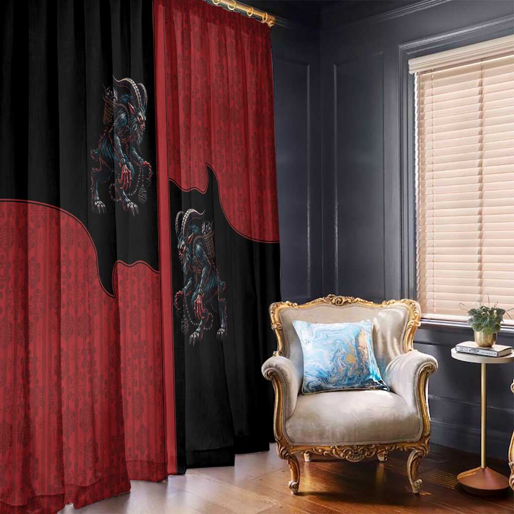 Western Yoke Window Curtain Krampus Christmas Horror Style - Wonder Print Shop