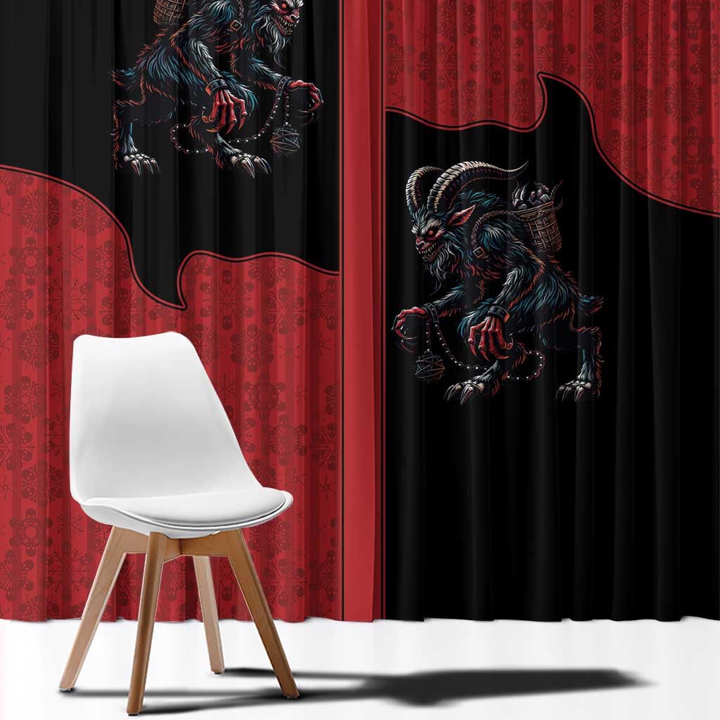 Western Yoke Window Curtain Krampus Christmas Horror Style - Wonder Print Shop
