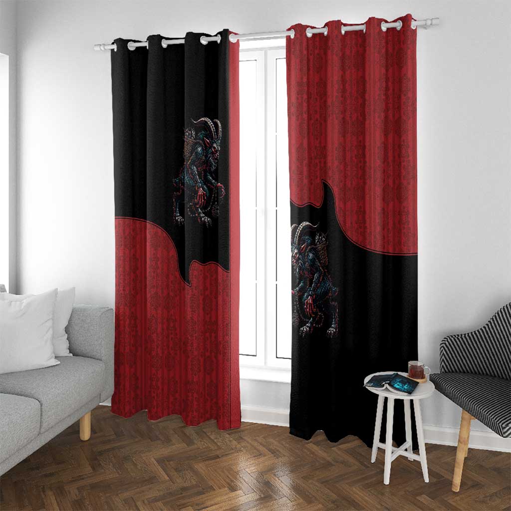 Western Yoke Window Curtain Krampus Christmas Horror Style - Wonder Print Shop