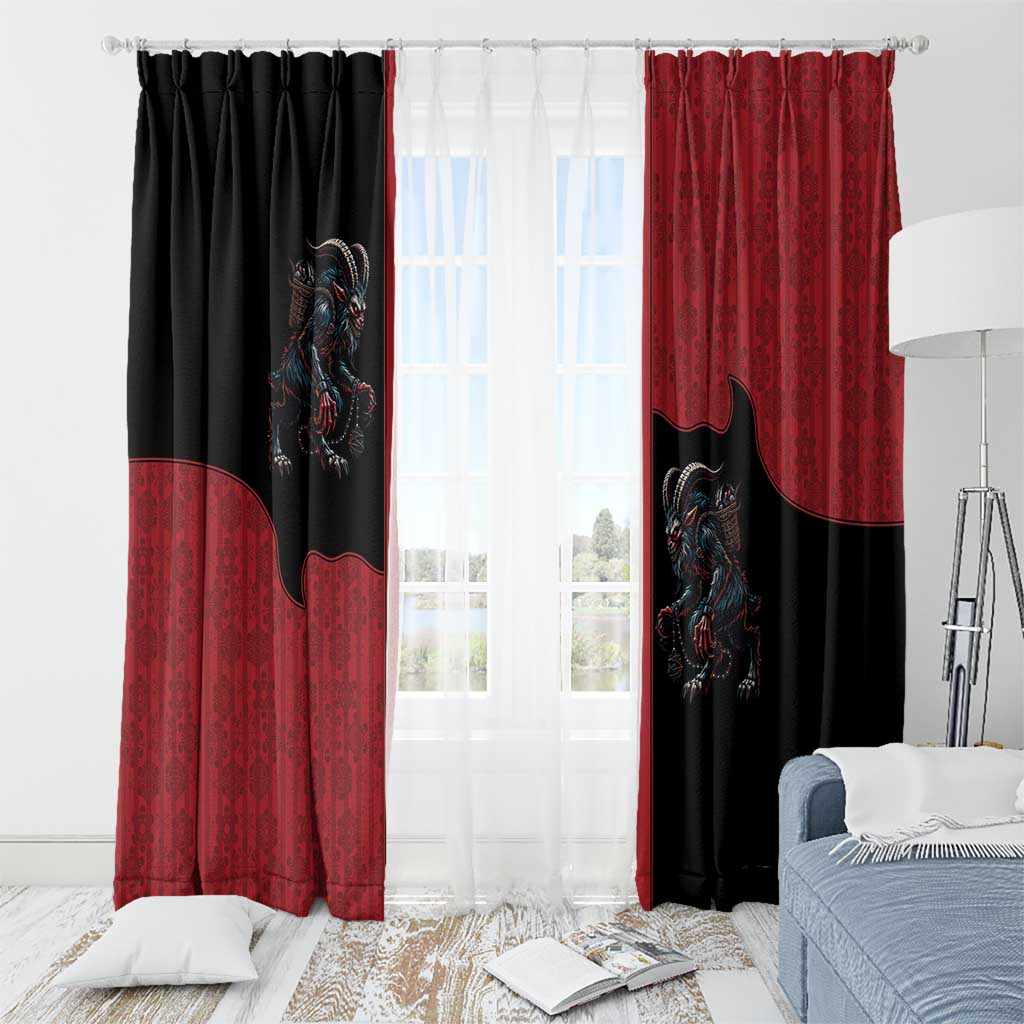 Western Yoke Window Curtain Krampus Christmas Horror Style - Wonder Print Shop