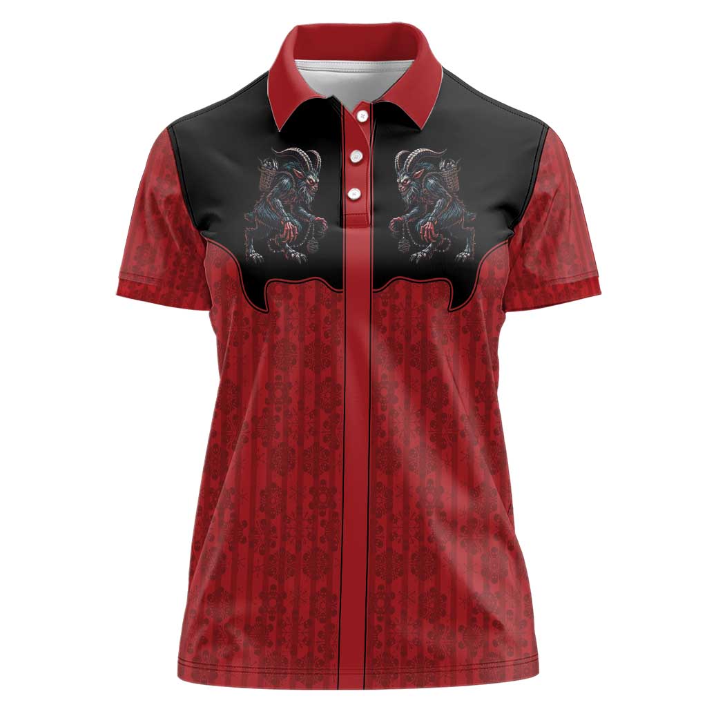 Western Yoke Women Polo Shirt Krampus Christmas Horror Style - Wonder Print Shop