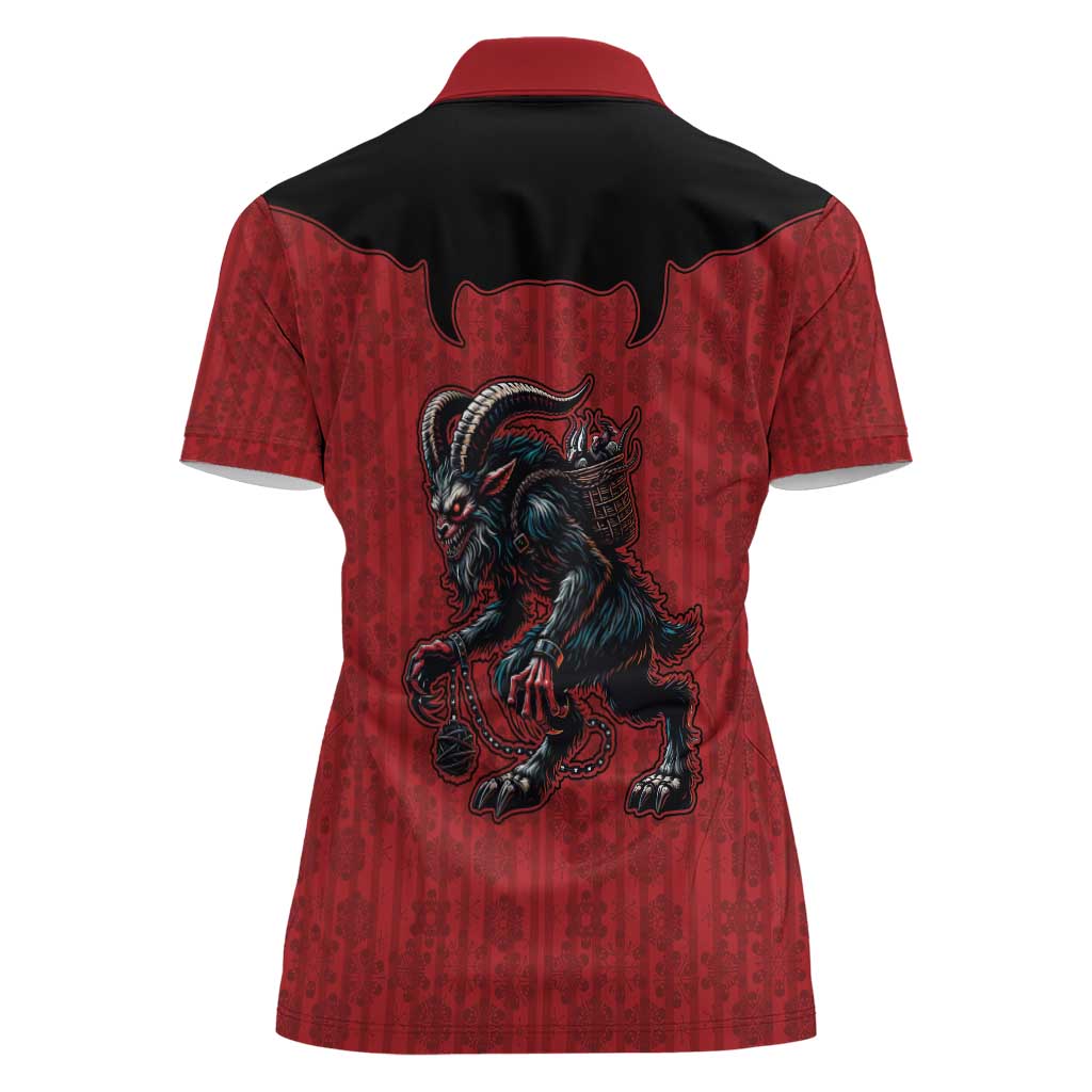 Western Yoke Women Polo Shirt Krampus Christmas Horror Style - Wonder Print Shop