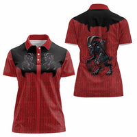 Western Yoke Women Polo Shirt Krampus Christmas Horror Style - Wonder Print Shop