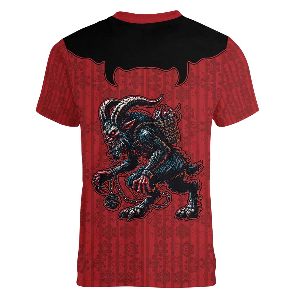 Western Yoke Women V-Neck T-Shirt Krampus Christmas Horror Style - Wonder Print Shop