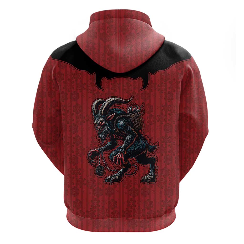 Western Yoke Zip Hoodie Krampus Christmas Horror Style - Wonder Print Shop