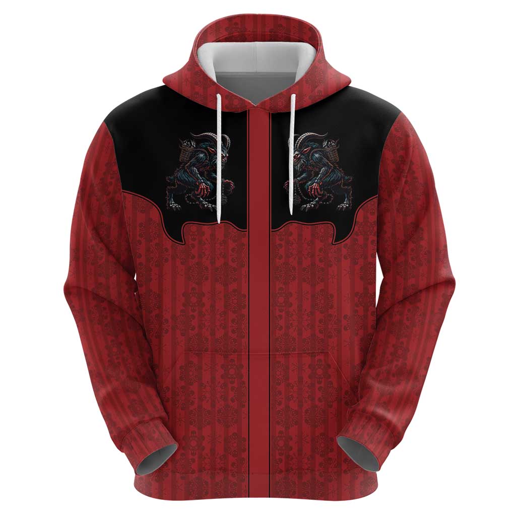 Western Yoke Zip Hoodie Krampus Christmas Horror Style - Wonder Print Shop