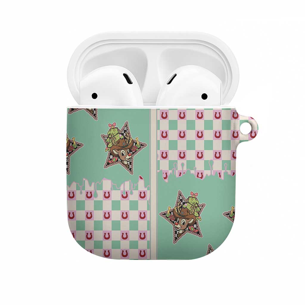 Western Yoke AirPods Case Rudolph Cowboy Christmas Retro Style - Wonder Print Shop