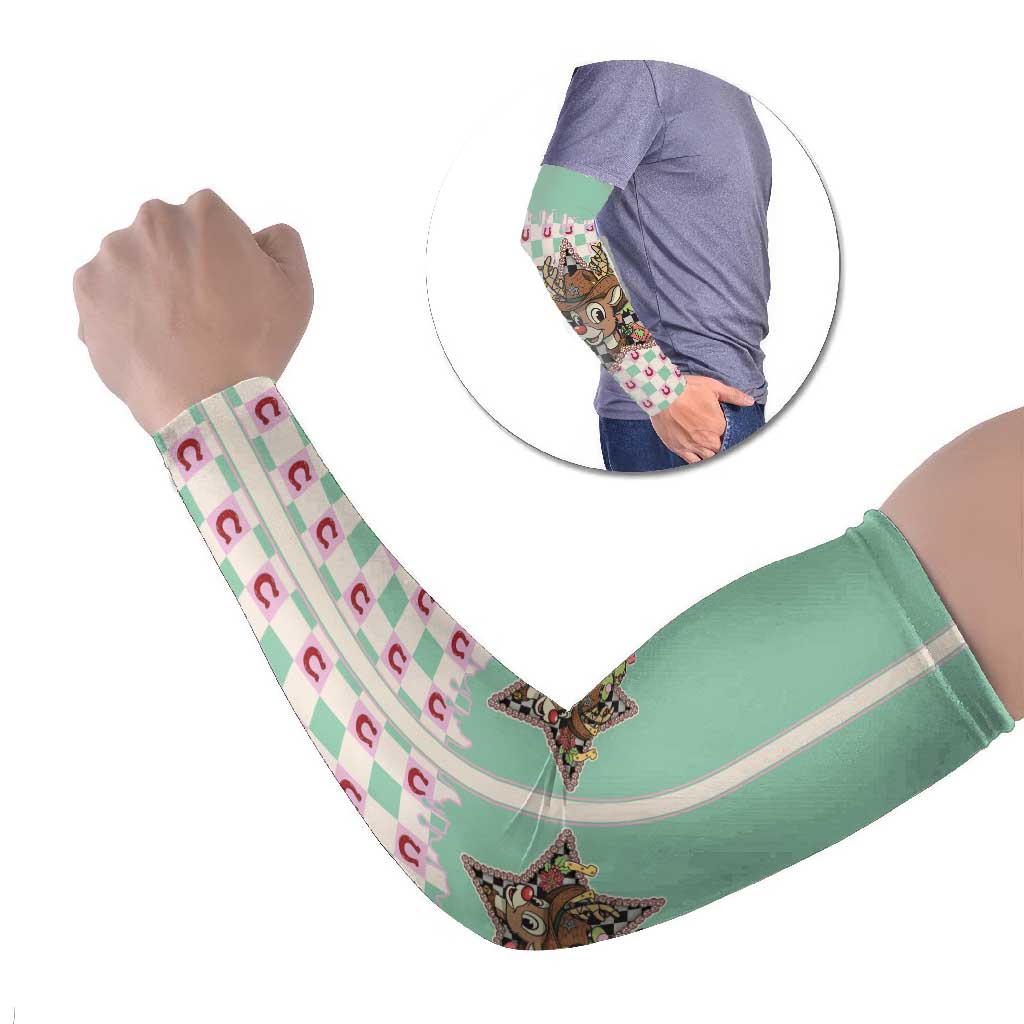 Western Yoke Arm Sleeves Rudolph Cowboy Christmas Retro Style - Wonder Print Shop