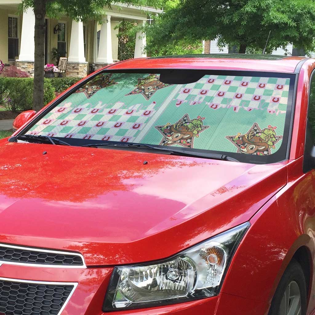 Western Yoke Auto Sun Shade Rudolph Cowboy Christmas Retro Style - Wonder Print Shop