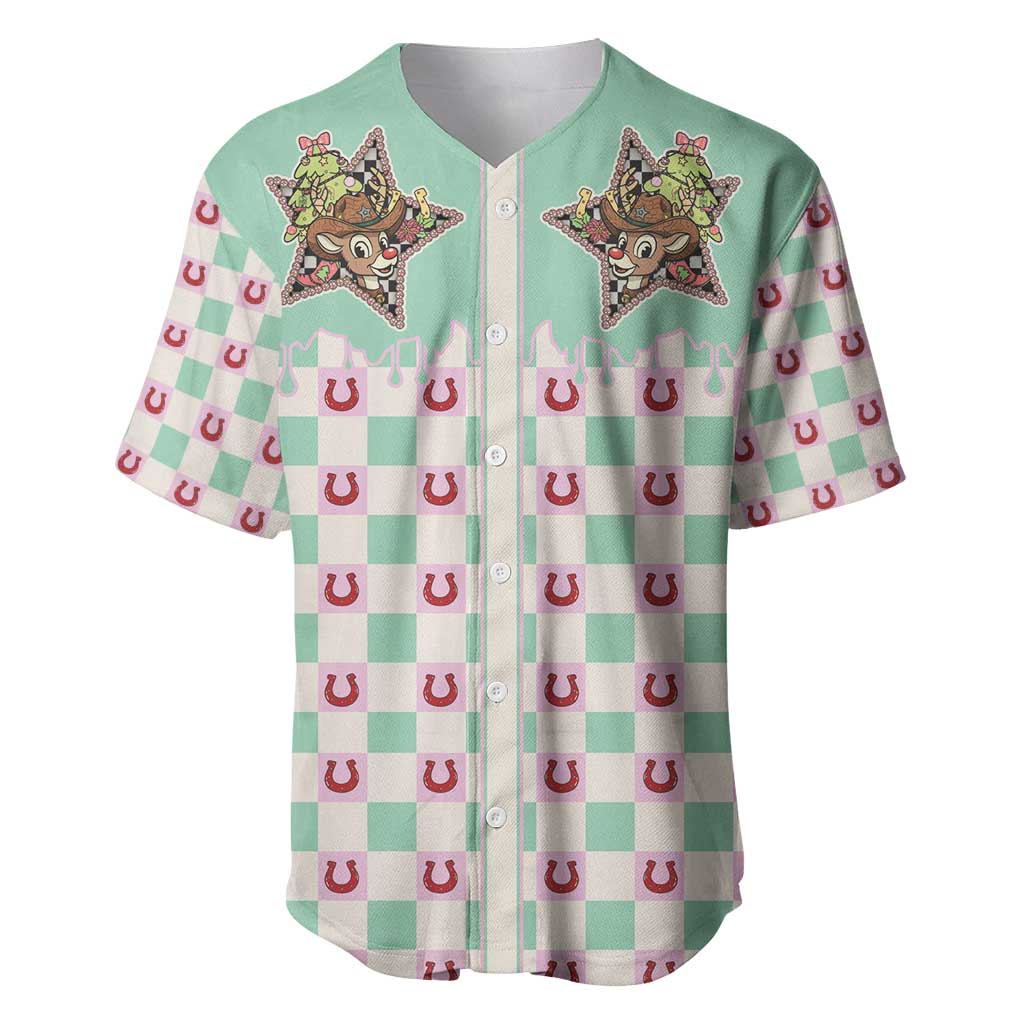 Western Yoke Baseball Jersey Rudolph Cowboy Christmas Retro Style - Wonder Print Shop