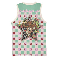 Western Yoke Basketball Jersey Rudolph Cowboy Christmas Retro Style - Wonder Print Shop