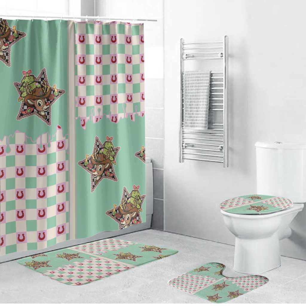 Western Yoke Bathroom Set Rudolph Cowboy Christmas Retro Style - Wonder Print Shop