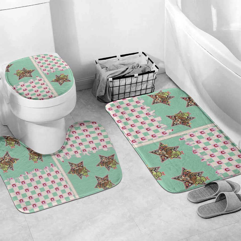 Western Yoke Bathroom Set Rudolph Cowboy Christmas Retro Style - Wonder Print Shop
