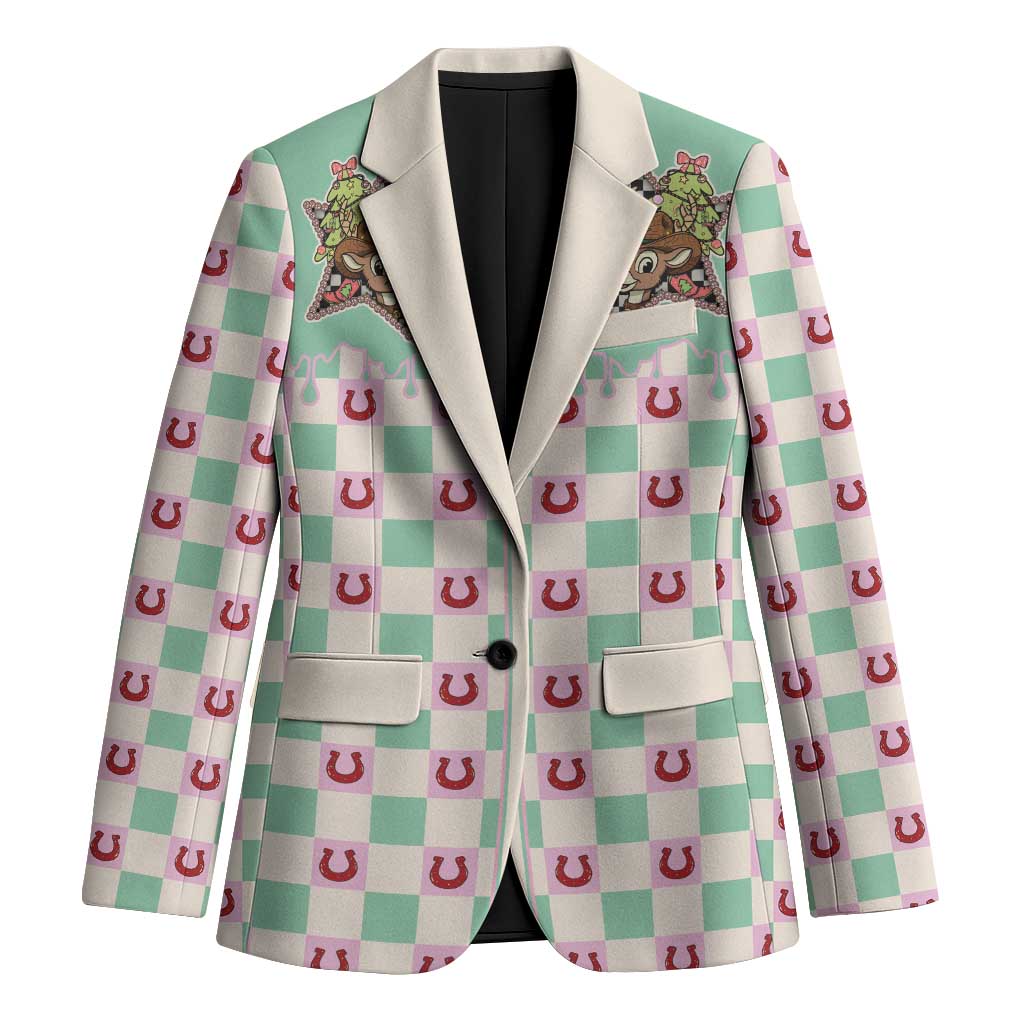 Western Yoke Blazer Rudolph Cowboy Christmas Retro Style - Wonder Print Shop