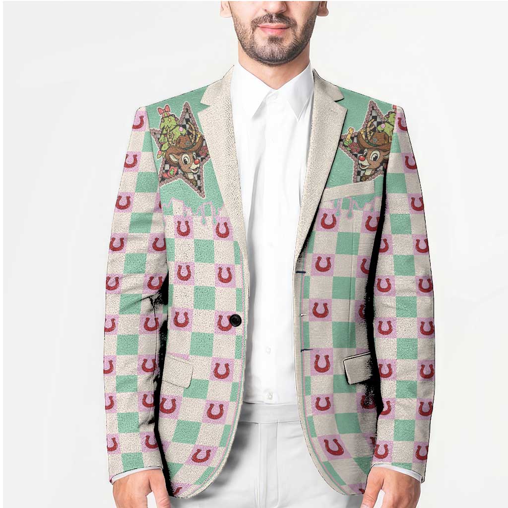 Western Yoke Blazer Rudolph Cowboy Christmas Retro Style - Wonder Print Shop