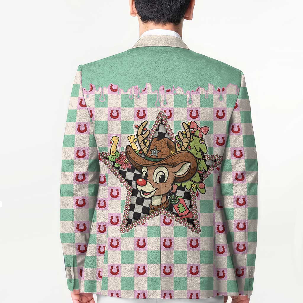 Western Yoke Blazer Rudolph Cowboy Christmas Retro Style - Wonder Print Shop