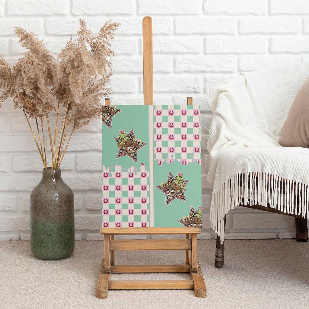 Western Yoke Canvas Wall Art Rudolph Cowboy Christmas Retro Style - Wonder Print Shop