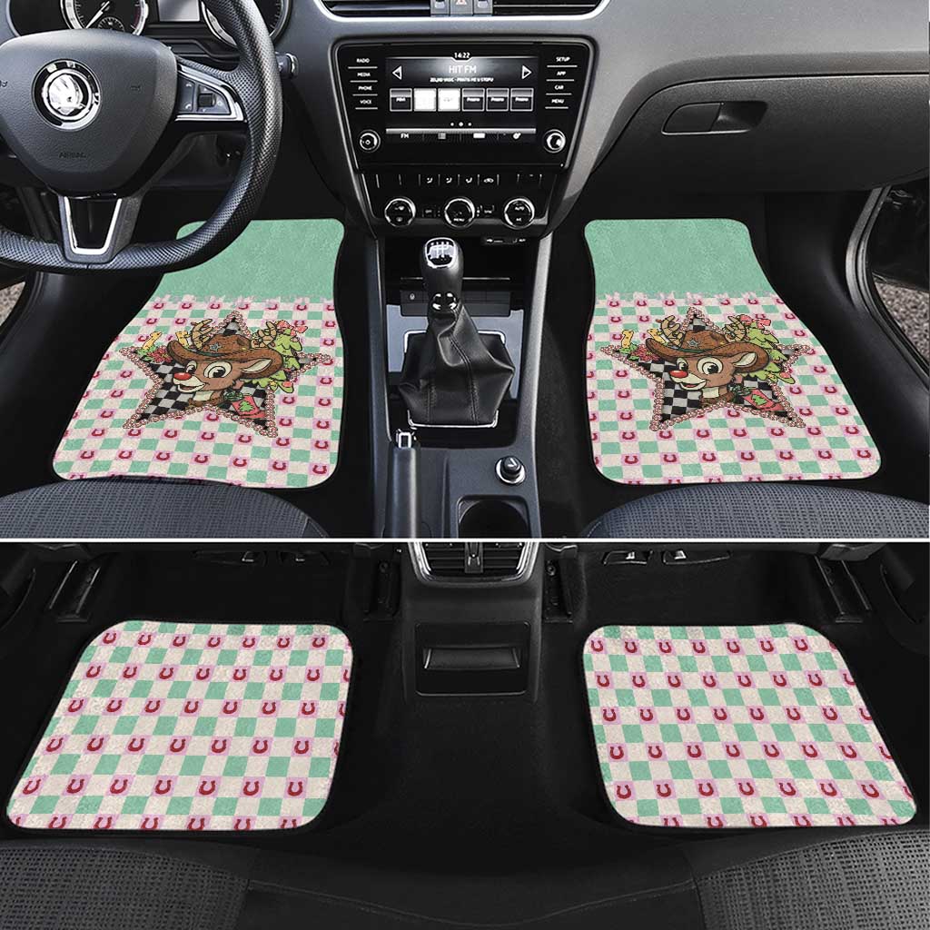 Western Yoke Car Mats Rudolph Cowboy Christmas Retro Style - Wonder Print Shop
