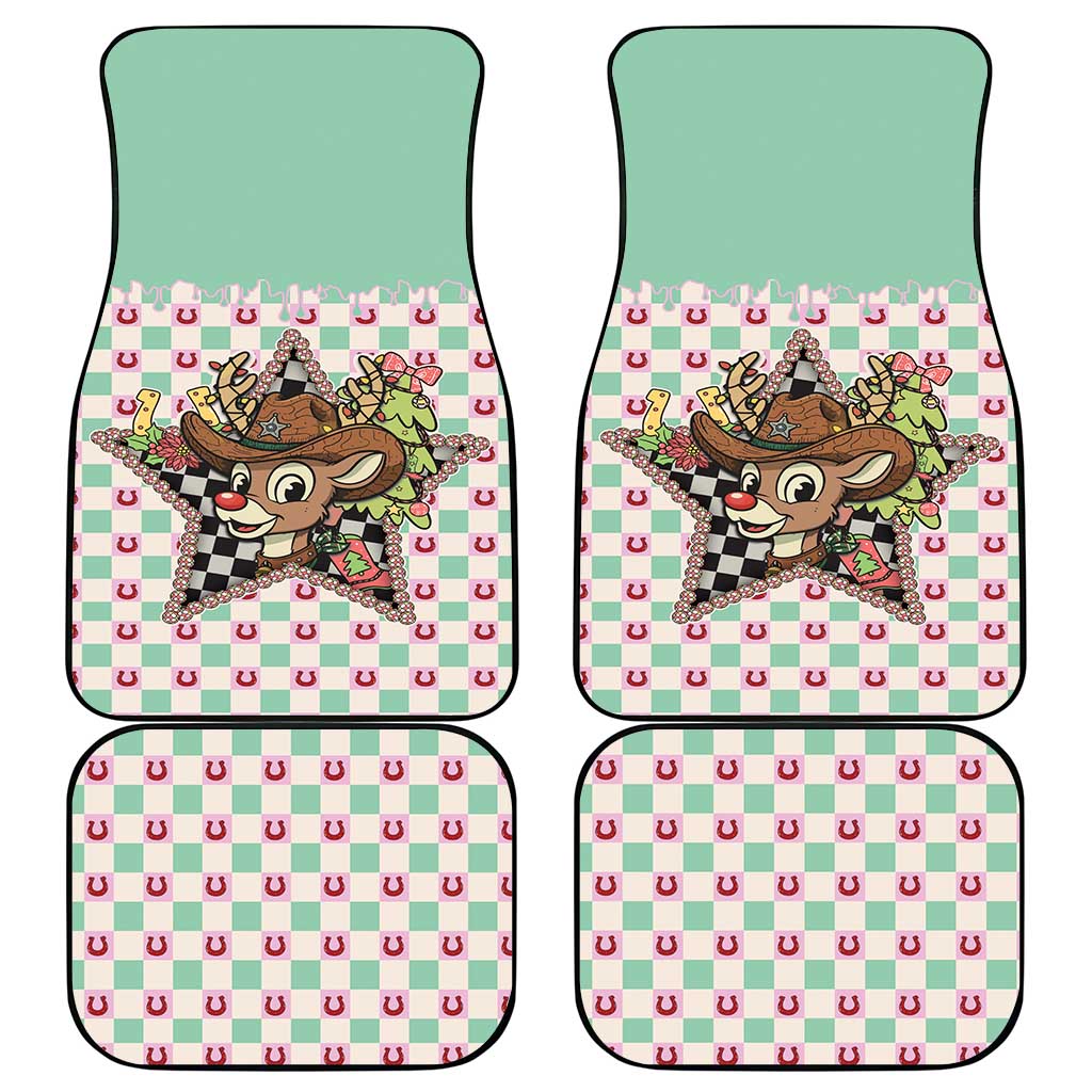Western Yoke Car Mats Rudolph Cowboy Christmas Retro Style - Wonder Print Shop