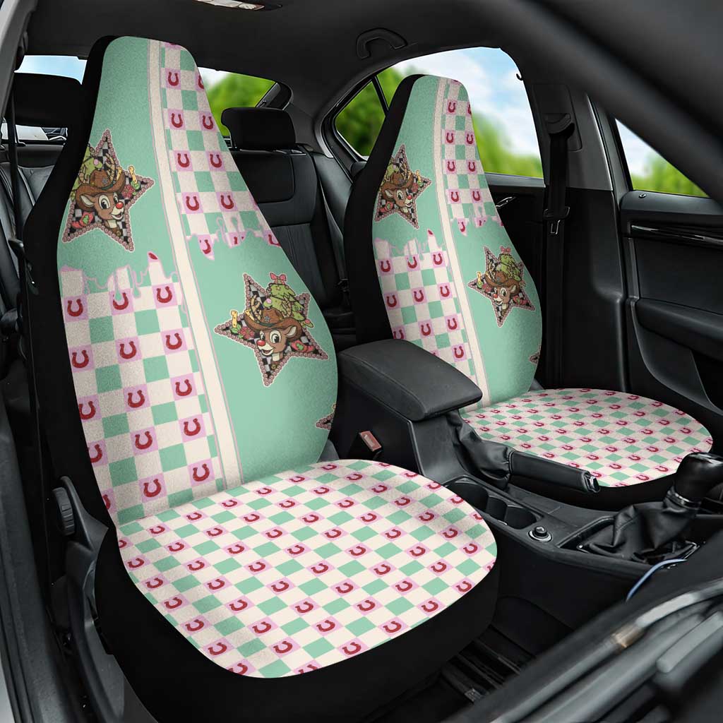 Western Yoke Car Seat Cover Rudolph Cowboy Christmas Retro Style - Wonder Print Shop
