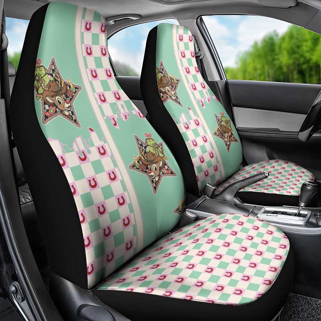 Western Yoke Car Seat Cover Rudolph Cowboy Christmas Retro Style - Wonder Print Shop