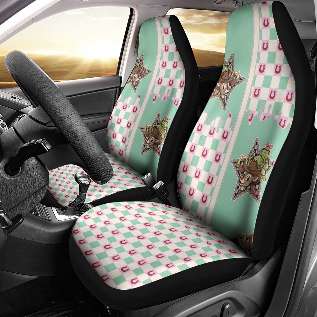 Western Yoke Car Seat Cover Rudolph Cowboy Christmas Retro Style - Wonder Print Shop