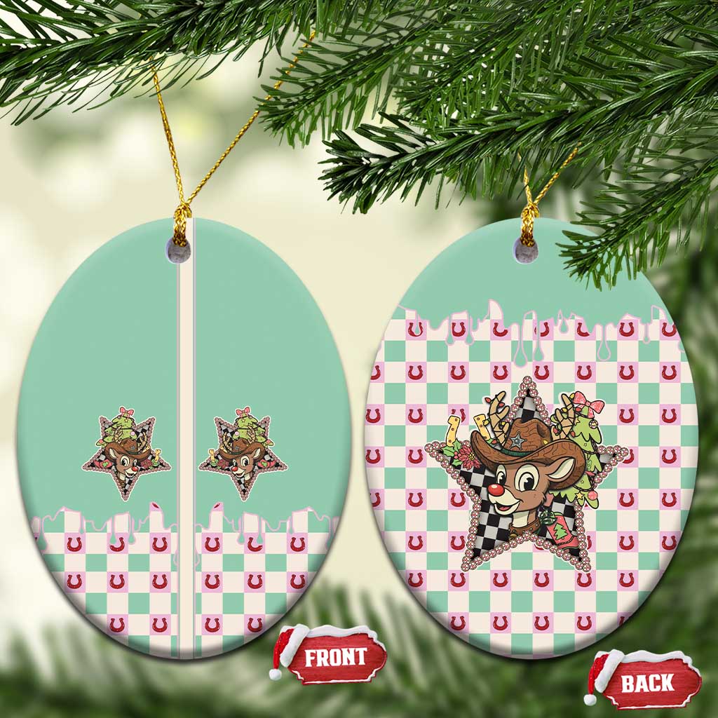 Western Yoke Ceramic Ornament Rudolph Cowboy Christmas Retro Style - Wonder Print Shop