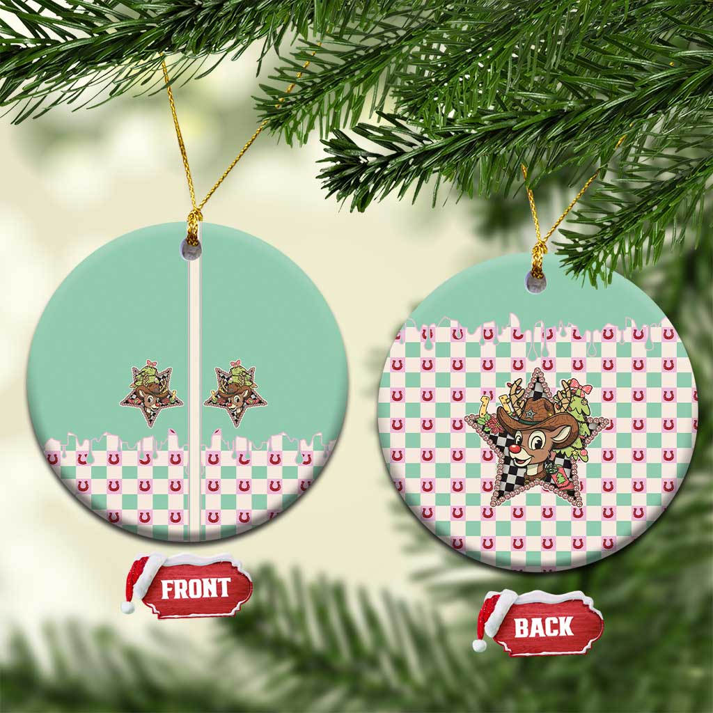 Western Yoke Ceramic Ornament Rudolph Cowboy Christmas Retro Style - Wonder Print Shop