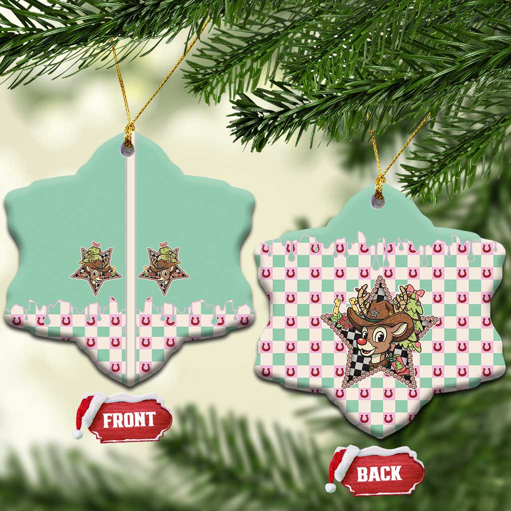 Western Yoke Ceramic Ornament Rudolph Cowboy Christmas Retro Style - Wonder Print Shop