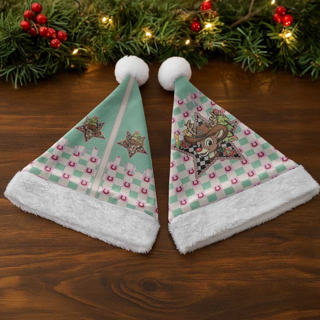 Western Yoke Christmas Santa Hat Rudolph Cowboy Christmas Retro Style - Wonder Print Shop
