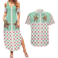 Western Yoke Couples Matching Summer Maxi Dress and Hawaiian Shirt Rudolph Cowboy Christmas Retro Style - Wonder Print Shop