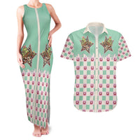 Western Yoke Couples Matching Tank Maxi Dress and Hawaiian Shirt Rudolph Cowboy Christmas Retro Style - Wonder Print Shop