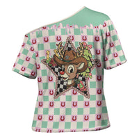 Western Yoke Cross Shoulder Shirt Rudolph Cowboy Christmas Retro Style - Wonder Print Shop