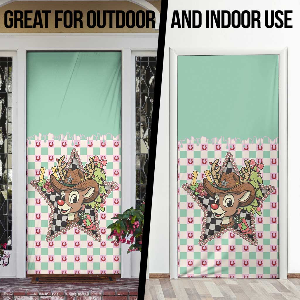 Western Yoke Door Cover Rudolph Cowboy Christmas Retro Style - Wonder Print Shop