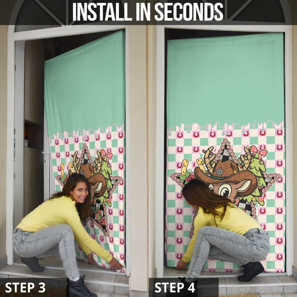 Western Yoke Door Cover Rudolph Cowboy Christmas Retro Style - Wonder Print Shop