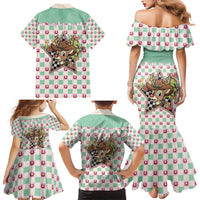 Western Yoke Family Matching Mermaid Dress and Hawaiian Shirt Rudolph Cowboy Christmas Retro Style - Wonder Print Shop