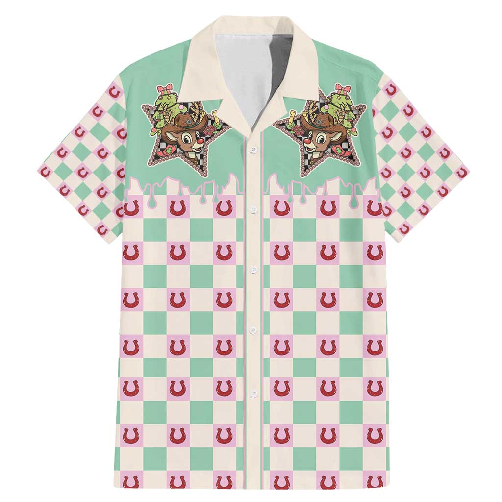 Western Yoke Family Matching Mermaid Dress and Hawaiian Shirt Rudolph Cowboy Christmas Retro Style - Wonder Print Shop