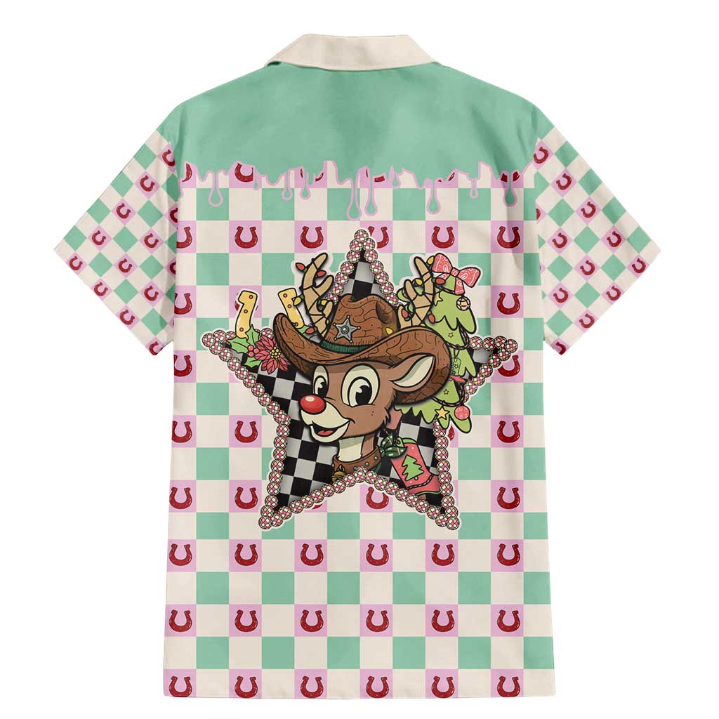 Western Yoke Family Matching Mermaid Dress and Hawaiian Shirt Rudolph Cowboy Christmas Retro Style - Wonder Print Shop