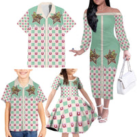 Western Yoke Family Matching Off The Shoulder Long Sleeve Dress and Hawaiian Shirt Rudolph Cowboy Christmas Retro Style - Wonder Print Shop
