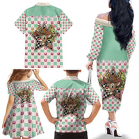 Western Yoke Family Matching Off The Shoulder Long Sleeve Dress and Hawaiian Shirt Rudolph Cowboy Christmas Retro Style - Wonder Print Shop