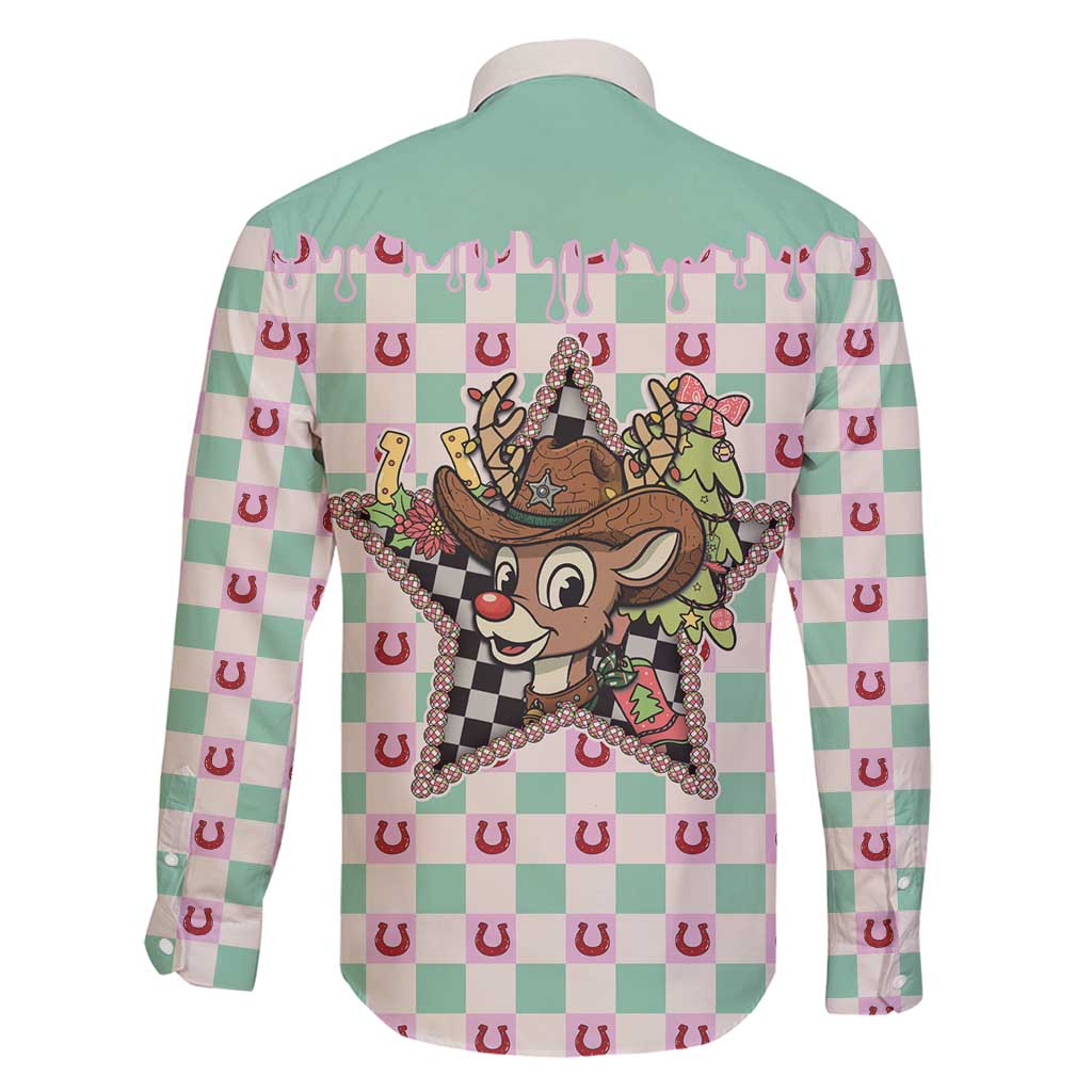 Western Yoke Family Matching Off Shoulder Maxi Dress and Hawaiian Shirt Rudolph Cowboy Christmas Retro Style - Wonder Print Shop