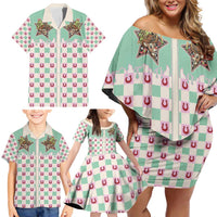 Western Yoke Family Matching Off Shoulder Short Dress and Hawaiian Shirt Rudolph Cowboy Christmas Retro Style - Wonder Print Shop